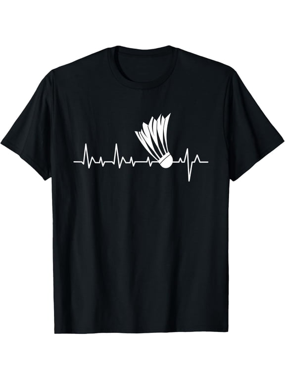 t-shirt Shuttlecock Heartbeat - Badminton Player Sports Lover Birdie T-Shirt mensblackwomenfunnyjourneyCrew Neck, Short Sleeve,printing