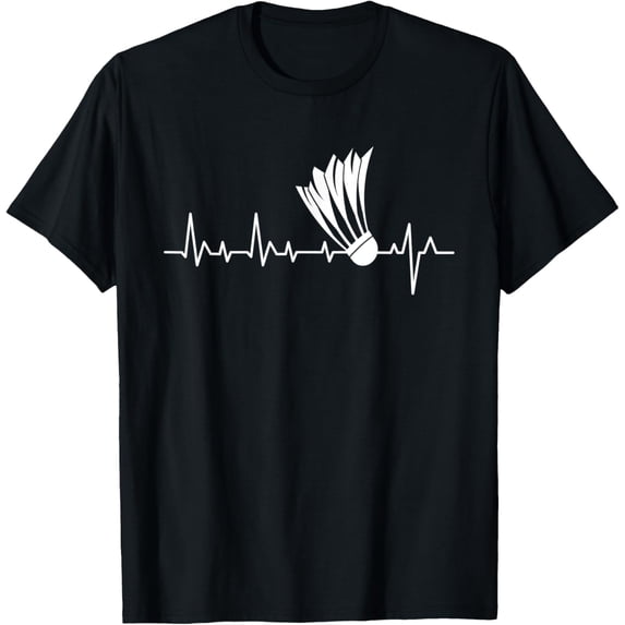 t-shirt Shuttlecock Heartbeat - Badminton Player Sports Lover Birdie T-Shirt mens,black,women,funny,journey,Crew Neck, Short Sleeve,printing