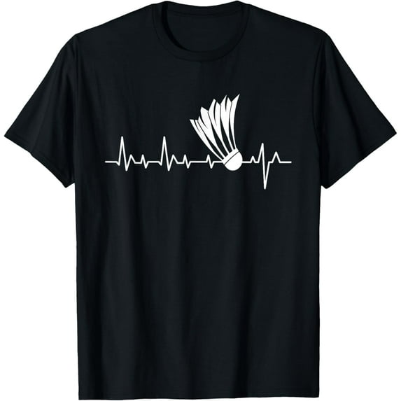 Shuttlecock Heartbeat - Badminton Player Sports Lover Birdie T-Shirt