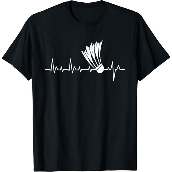 Shuttlecock Heartbeat - Badminton Player Sports Lover Birdie T-Shirt
