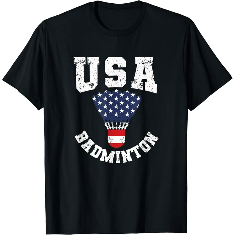 Vintage Retro American Flag Badminton T-Shirt Vintage Retro American Flag Badminton T-Shirt