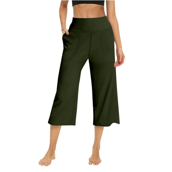 Shwomsmer Women's Pants Women's Casual Pants Capri Yoga Pants for Women Womens Pants Elastic Waist Travel Pants Women Womens Summer Clothes