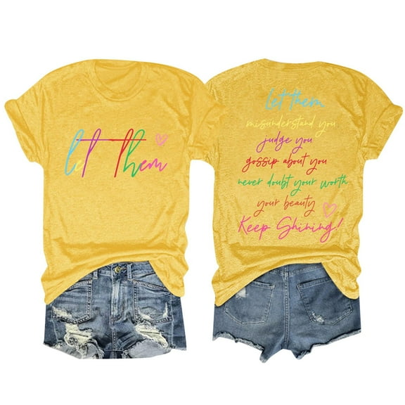 Shwomsmer Womens Summer Tops Let Them Misunderstand You T Shirt For Women Inspirational Letter Print Saying Tshirt Crewneck Tee Positive T Shirt Long Sleeve Polyester T Shirt Women