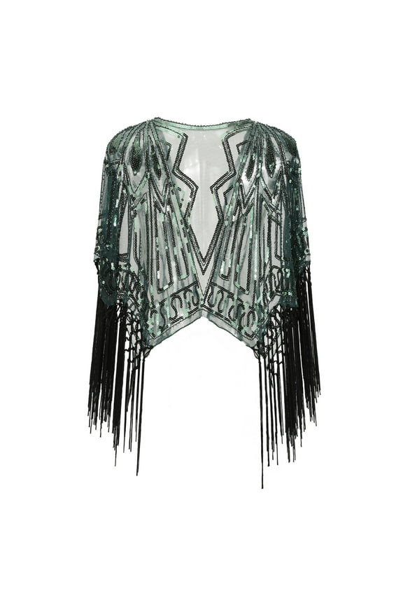 Womens Summer Tops Women's 1920s Shawl Beaded Sequin Deco Evening Cape Flapper Cover up Women Causal Shirts
