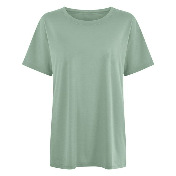 Shwomsmer Womens Summer Tops Women's Casual Solid Color Crew Neck Short Sleeve T Shirt | Breathable Tee For Daily Wear T Shirt Women Soft