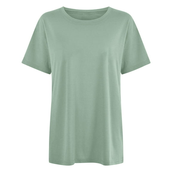Shwomsmer Womens Summer Tops Women's Casual Solid Color Crew Neck Short Sleeve T Shirt | Breathable Tee For Daily Wear T Shirt Women Soft