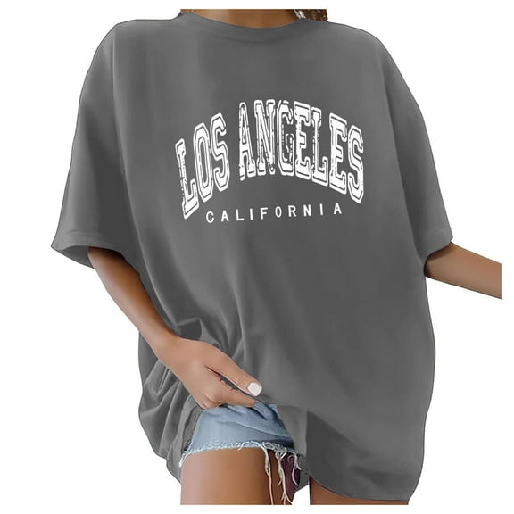 Shwomsmer Womens Summer Tops Women's Oversized T Shirts V Neck Striped Tees Summer Half Sleeve Casual Comfy Cozy Tunic Tops Plus Size Spandex T Shirts