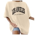thumbnail image 1 of Shwomsmer Womens Summer Tops Women's Oversized T Shirts V Neck Striped Tees Summer Half Sleeve Casual Comfy Cozy Tunic Tops Plus Size Spandex T Shirts, 1 of 9