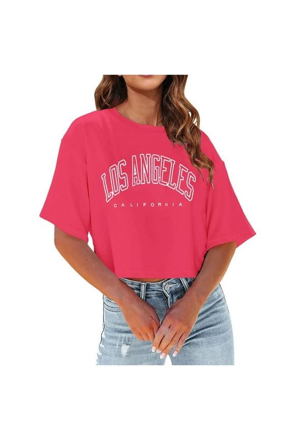 Womens T Shirts Summer Womens Casual Short Sleeve Crewneck T Shirts Lightweight Soft Casual Letter Print Tops Clothes 05 Loose Fit Women