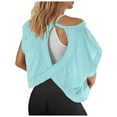 thumbnail image 1 of Shwomsmer Womens T Shirts Women Short Sleeve Workout Shirts Open Back Tops Casual Yoga Athletic Gym Slouchy Crop Running Tees Neck Top for Women, 1 of 7
