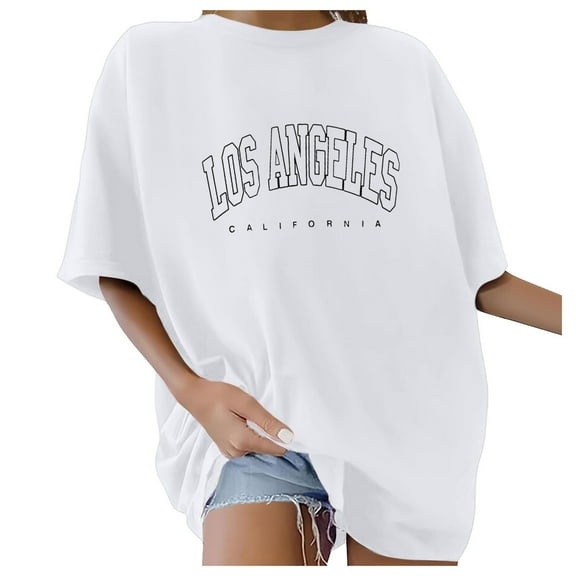 Shwomsmer Womens T Shirts Women's Oversized T Shirts V Neck Striped Tees Summer Half Sleeve Casual Comfy Cozy Tunic Tops Plus Size Womens Solid Tees