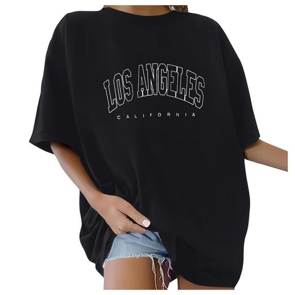 Shwomsmer Womens T Shirts Women's Oversized T Shirts V Neck Striped Tees Summer Half Sleeve Casual Comfy Cozy Tunic Tops Plus Size Womens Solid Tees