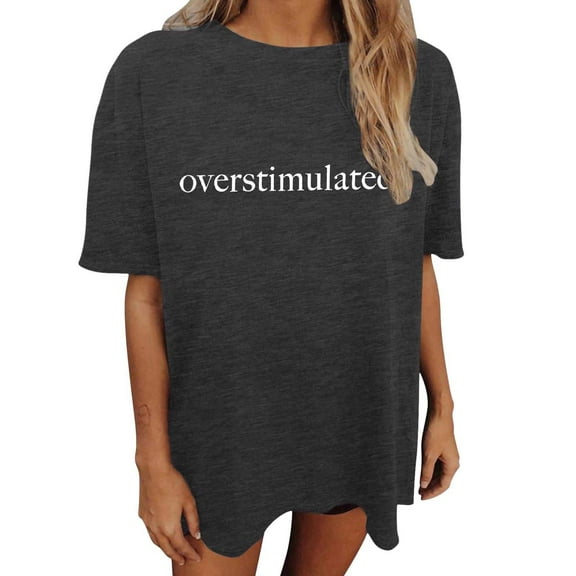 Shwomsmer Womens T Shirts Women's Oversized Top Vintage Loose Short Sleeve T Shirt T Neck Tops for Women