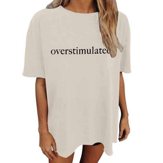 Shwomsmer Womens T Shirts Women's Oversized Top Vintage Loose Short Sleeve T Shirt T Neck Tops for Women