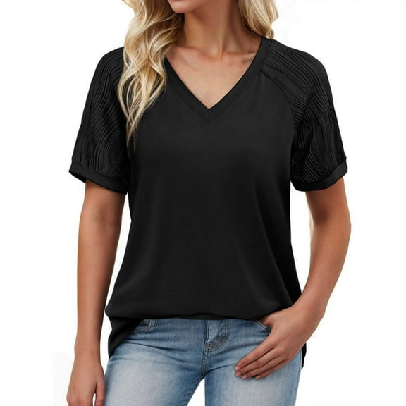 Shwomsmer Womens T Shirts Women's Summer Casual Crew Neck Letter Printed T Shirt Shirts Women