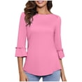 thumbnail image 1 of Shwomsmer Womens T Shirts Womens O Neck T Shirts Casual Puff Sleeve Loose Dressy Blouses Summer Tops Short Sleeve Athletic Shirt, 1 of 6