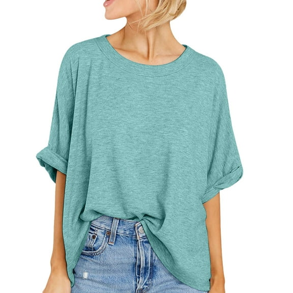 Shwomsmer Womens T Shirts Womens Short Sleeve Oversized Tops Summer Crew Neck Loose Casual Tee T Shirt Casual T Shirt For Women Women T Shirt