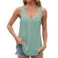 thumbnail image 1 of Shwomsmer Womens T Shirts Womens Tank Tops Sleeveless Eyelet Embroidery Neck Loose Fit Casual Summer Womens Athletic Clothes, 1 of 4