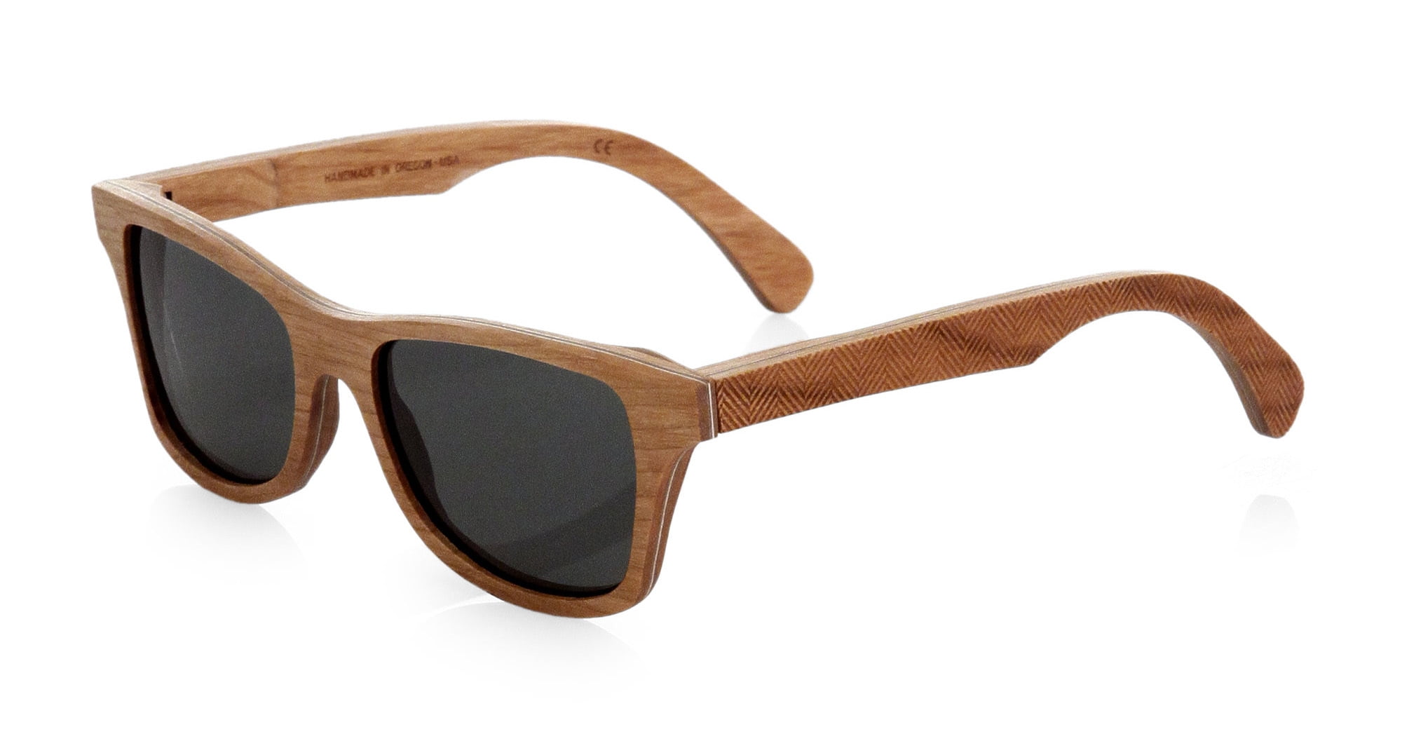 Striped ebony,maple, and zebra wood sunglasses by PLANK Eyewear