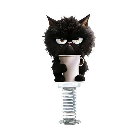 Shy Kitty Bobble, Cute 2D Acrylic Cat Bobbleheads, Fun Bouncing Shaking Dashboard Decor for Car, Office, Desks, Bookshelves, Home, Great Gift for Cat Lovers, Black
