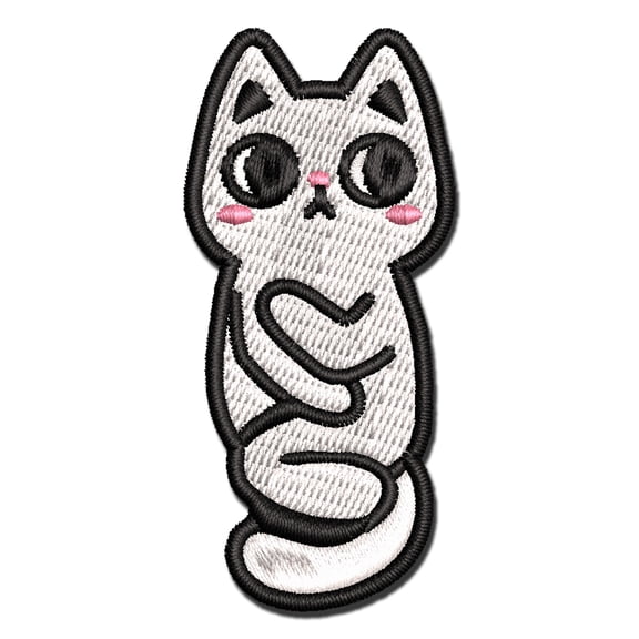 Shy Pocket Cat Hiding Applique Multi-Color Embroidered Hook & Loop Patch - 3.5 Inch Large