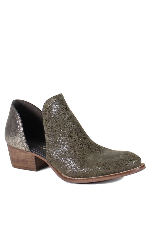 True Women's Shy Town D'Orsay Leather Heeled Shoe-Bootie (Military/Gold, 7.5/38.5EU)