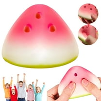 Shy Toy Watermelon Squishy Stress Relief Toy – Slow-Rising Pinch Music Soft Fruit Fidget, Scented Desk Toy, 10 Dollar White Elephant Gifts, White Elephant Gifts for Adults Under 10
