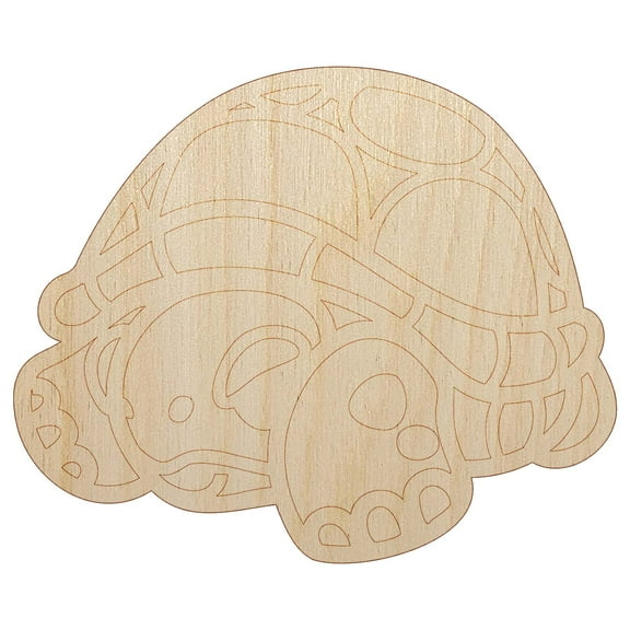 Shy Turtle Hiding in Shell Wood Shape Unfinished Piece Cutout Craft DIY Projects - 4.70 Inch Size - 1/8 Inch Thick