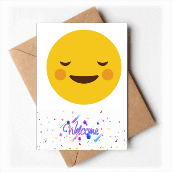 Shy Yellow Cute Online Chat Face Cartoon Welcome Back Greeting Cards Envelopes Blank