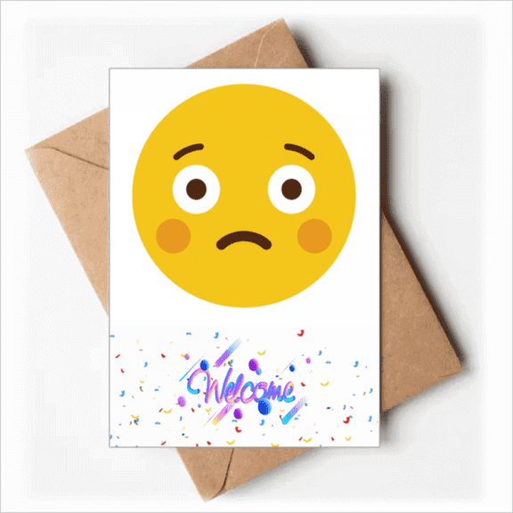 Shy Yellow Cute Online Face Cartoon Welcome Back Greeting Cards Envelopes Blank