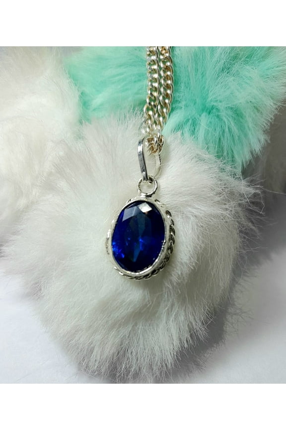 Blue Sapphire Pendant, September Birthstone Necklace