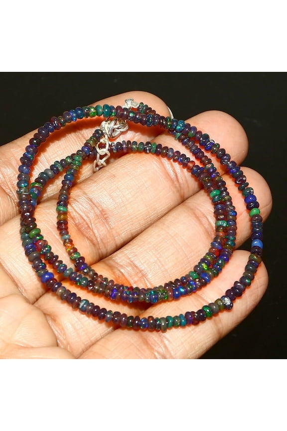 Natural White Ethiopian Opal Smooth Rondelle Beads