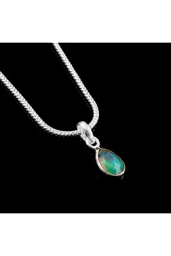 Shyamgesms Dainty Natural Ethiopian Welo Opal Sterling Silver Pendant Necklace