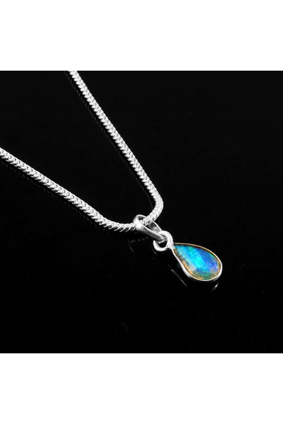 Shyamgesms Natural Ethiopian Welo Opal Sterling Silver Galaxy Opal Pendant Gift
