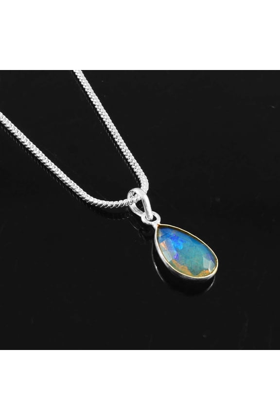 Shyamgesms Natural Ethiopian Welo Opal Sterling Silver Galaxy Opal Pendant Gift