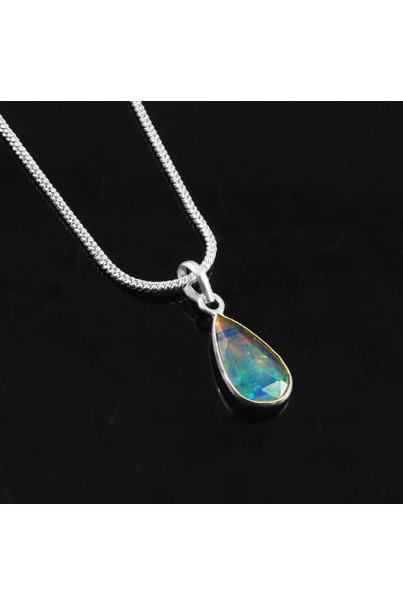 Shyamgesms Natural fire opal pendant pendant necklace for women White fire Ethiopian
