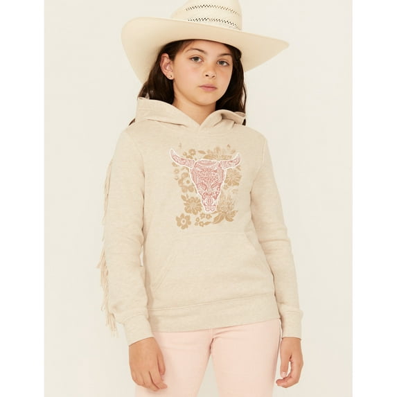 Shyanne Girls' Birch Fringe Graphic Fleece Hoodie - SGFA24K44-BGE X- US