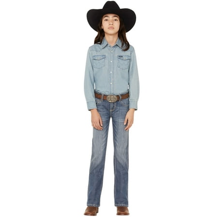 Shyanne Girls' Light Wash Stretch Bootcut Riding Jeans - SGFA22J10-BIG 7 REG