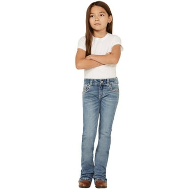 Shyanne Girls' Little  Americana Stars Pocket Bootcut Jeans - SGSP22J7-LIT 4 REG