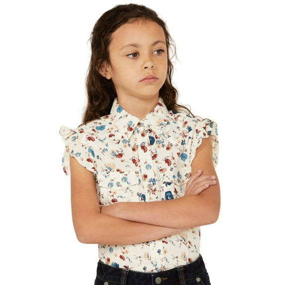 Shyanne Girls' Pine Haven Printed Sleeveless Snap Western Shirt - SGSP24W20-CRM X- US