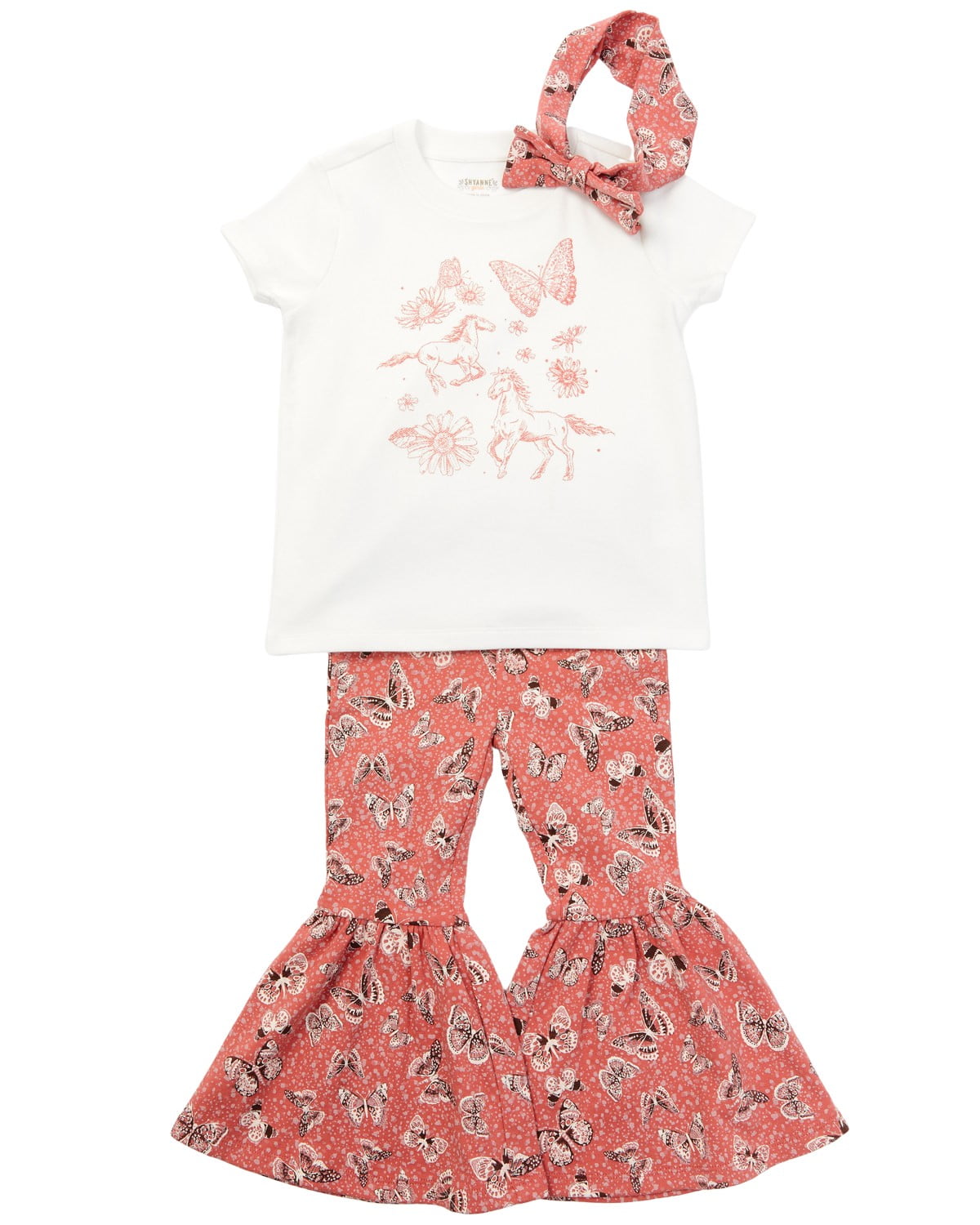 ★AIchaaanshop★ Shyanne Toddler-Girls' Horse And Flower Pant Set 3 Pieces