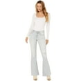 thumbnail image 1 of Shyanne Women's Agave Light Wash Mid Rise Destructed Stretch Flare Jeans Light Wash 29W x 34L, 1 of 4