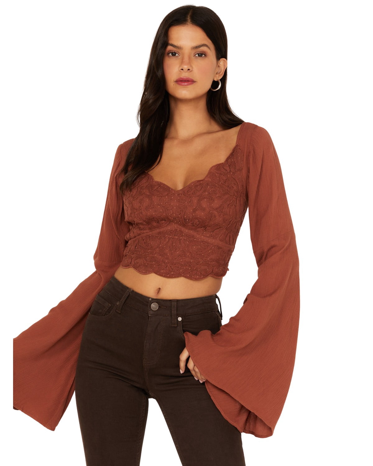 embroidered mesh crop top