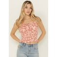 thumbnail image 1 of Shyanne Women's Floral Print Smocked Tie Front Top - SWSU25W82-LTPK   US, 1 of 4
