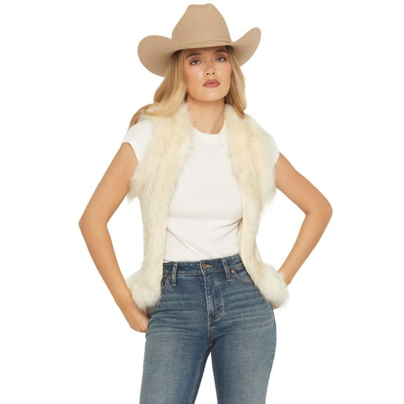 Shyanne Women's Fur Trim Knit Vest - SWFA21V17-OFWHT XX-  US