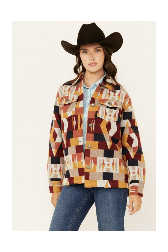 Women's Geo Southwestern Print Shacket - SWFA24W3-CHBN X- US