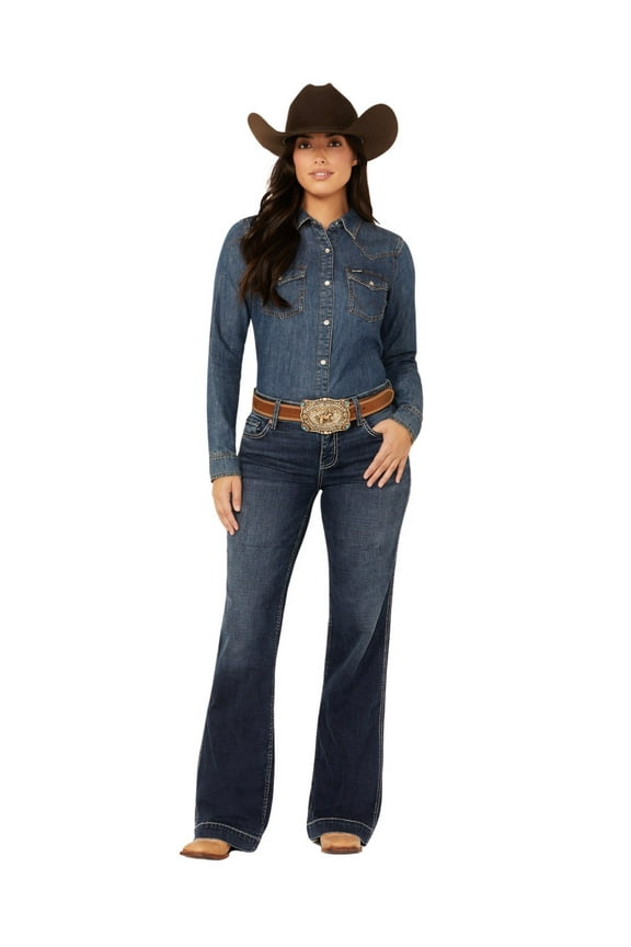 Women's Women'S Tess Mid Rise Trouser Performance Stretch Denim - SRFA23J22-MDW 32W x 36L