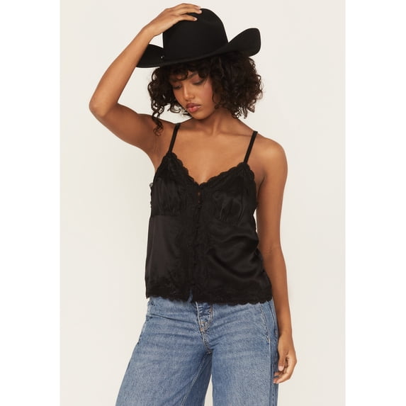 Shyanne Women's Lace Trim Satin Cami - SWSU24W88-BLK US