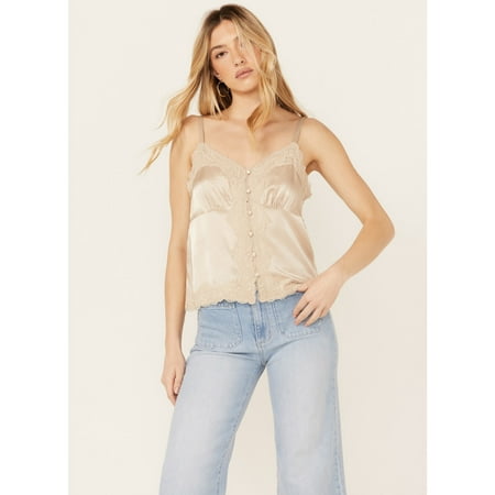 Shyanne Women's Women'S Lace Trim Satin Cami Taupe US