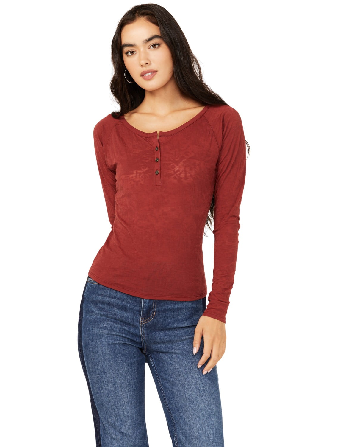 Dark red sale henley